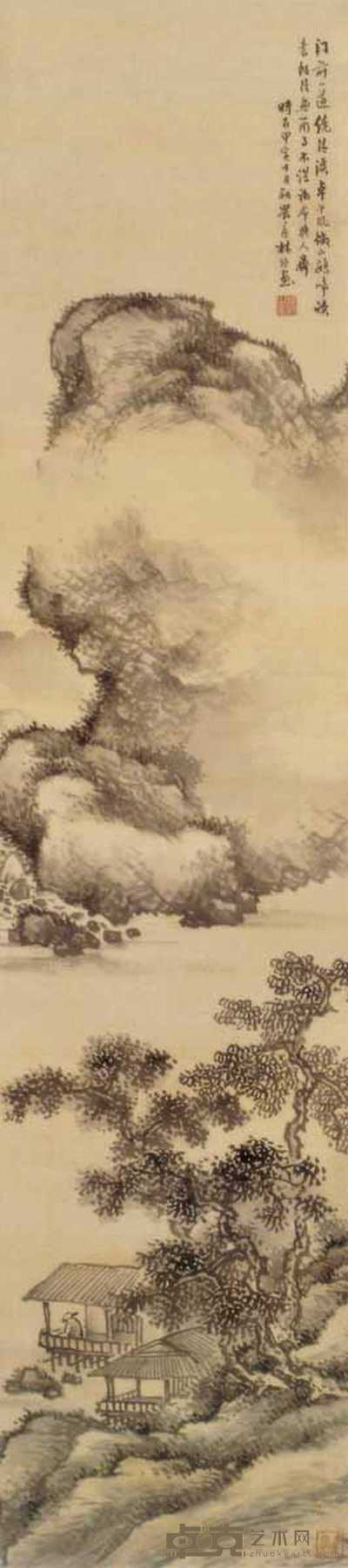 林琴南 1914年作 山水 立轴 126×28cm